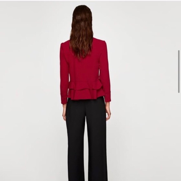 Zara ruffle peplum red top - Picture 6 of 11